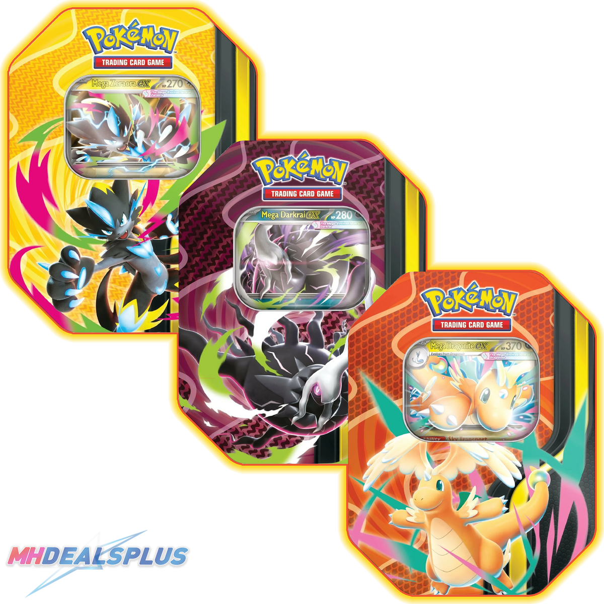 pokemon tins booster box Pokemon: Mega Moonlit Tin (Random) The Mega Heroes Mini Tins are a fun and collectible way to enhance your Pokmon Trading Card Game experience Pre-Order) Pokemon Mega Forces Tin