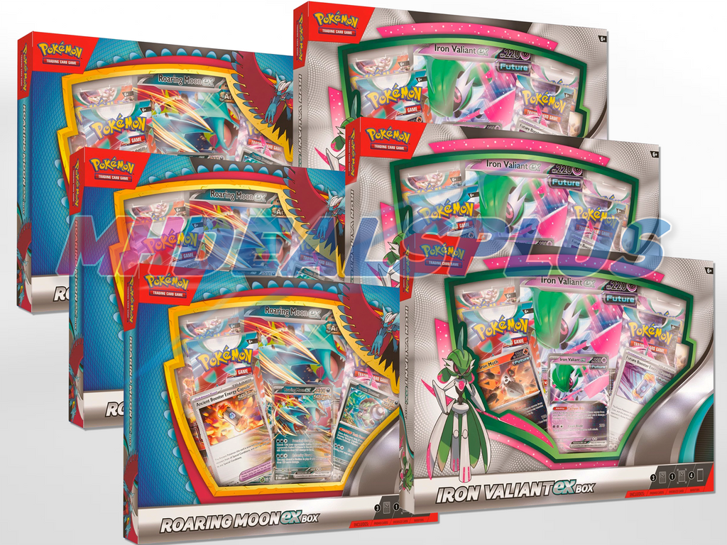 Pokemon Roaring Moon EX + Iron Valiant EX Box Sealed Case - 24 Booster MHDEALSPLUS Pokemon Roaring Moon EX + Iron Valiant EX Box Sealed Case - 24 Booster MHDEALSPLUS