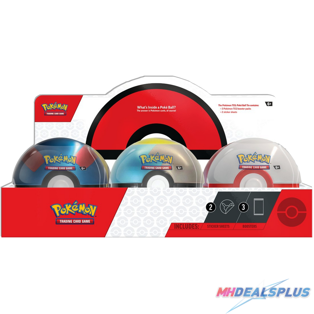 Pokemon 2024 Q4 Poke Ball Tin DIsplay Case - 18 Booster Packs MHDEALSPLUS Pokemon 2024 Q4 Poke Ball Tin DIsplay Case - 18 Booster Packs MHDEALSPLUS