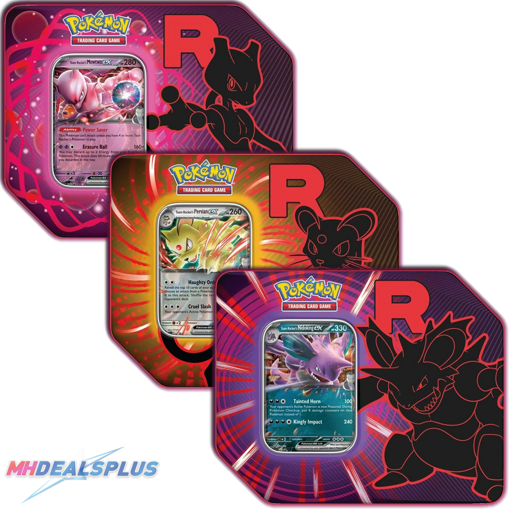 pokemon tcg: 3 team rocket's pokemon with 2 booster packs Pokemon Team Rocket Tin Set of 3 – MHDEALSPLUS