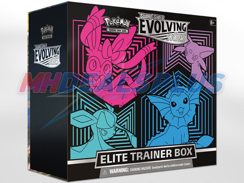 Pokemon TCG Evolving Skies Elite Trainer Box (Sylveon, Espeon, Glaceon, Vaporeon) - 8 Booster Packs