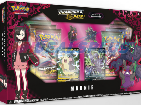 Pokemon TCG Champion's Path Marnie Premium Collection Box - 8 Booster Packs, 2 Pins